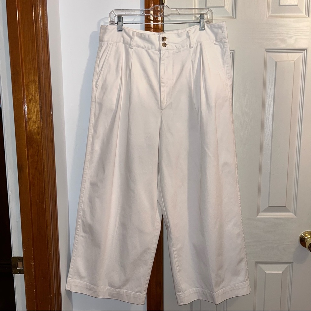 Madewell Wide Leg High Rise Ankle Length Cotton Pants